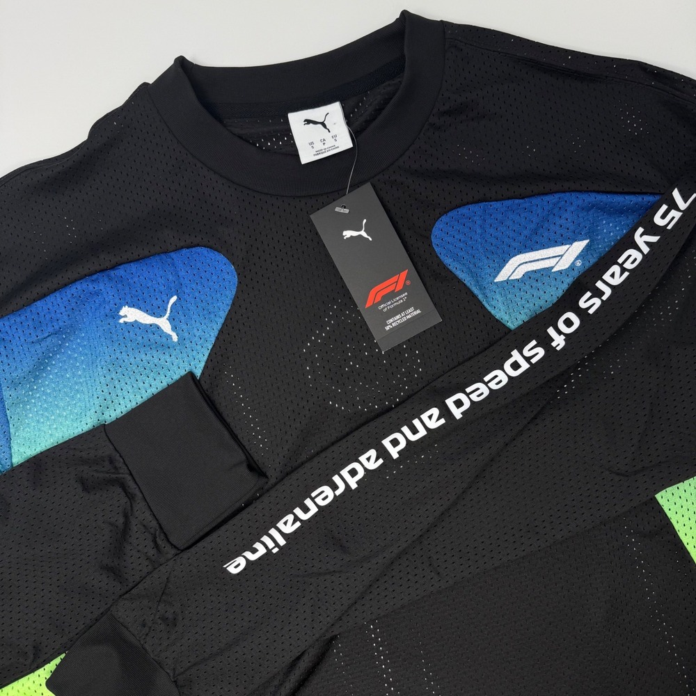 Puma Formula‎ 1 Oversized Long Sleeve Mesh Shirt Black Men Size Small NEW